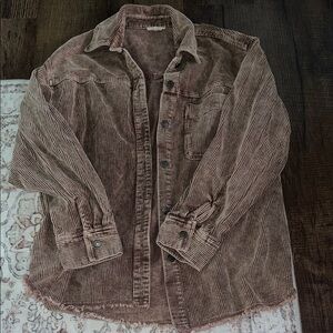 Brown Corduroy Button-Up Shirt
